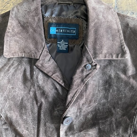 Women’s Relativity Deep brown suede long jacket size medium. - Picture 6 of 7